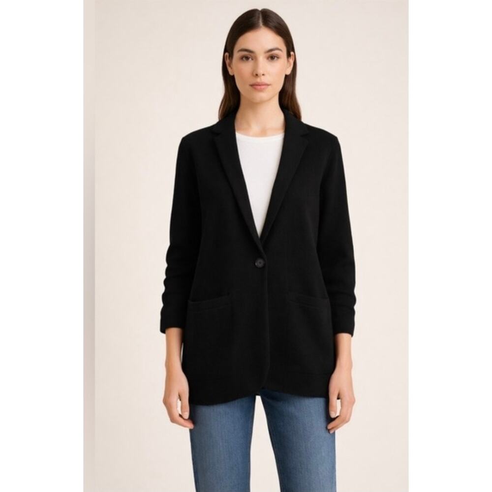 J. Crew Black Cecile Relaxed Wool Blend Sweater Blazer Size Medium